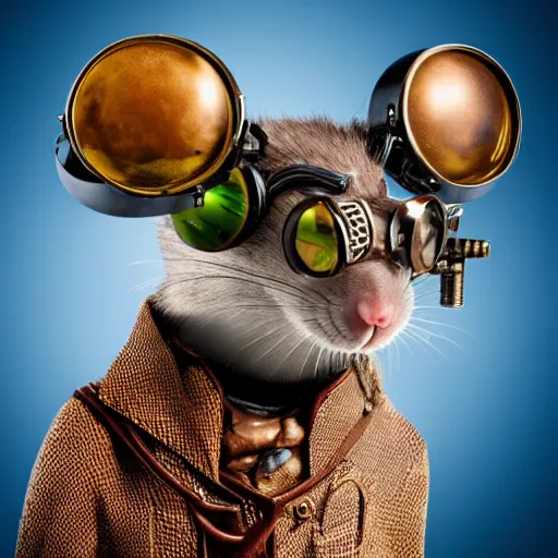 Image similar to a rat with steampunk googles, by schizophrenia patient