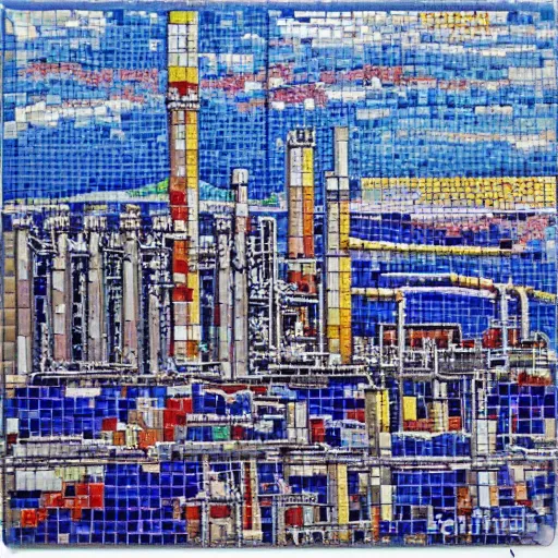 Image similar to grangemouth oil refinery in small mosaic tiles by erin hanson