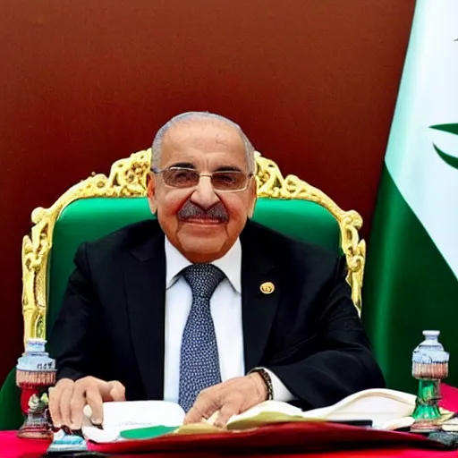 Prompt: official photo of the Algerian President Abdelmadjid Tebboune