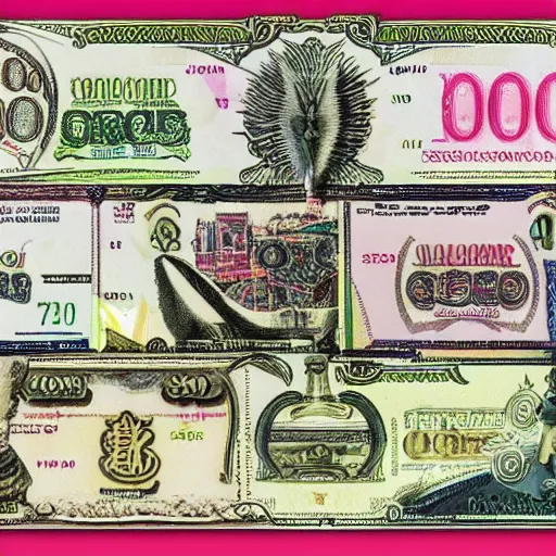 Prompt: various currency depicting moths