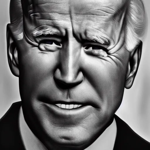 Image similar to Joe Biden as a police officer, black and white, high detail, portrait, close up, photorealistic, grit