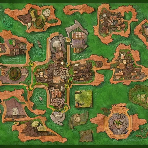 Prompt: D&D battlemap of small town, medieval dnd, colorfull digital fantasy art, 4k