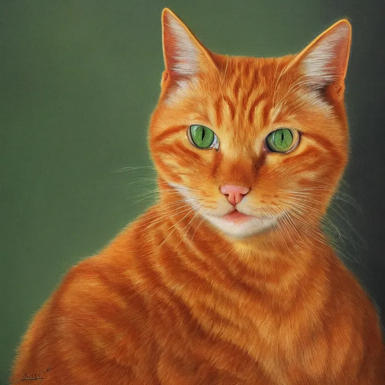 Prompt: portrait of a cute orange tabby cat with large green eyes by Alex Horley-Orlandelli, whimsical, fantasy, 4k