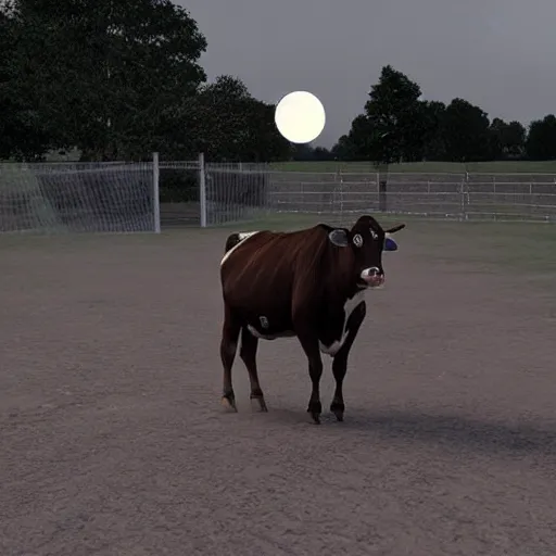 Prompt: ultra realistic cow jumping over the moon