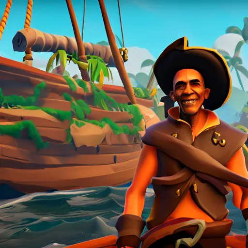 Prompt: sea of thieves screen shot of barack obama
