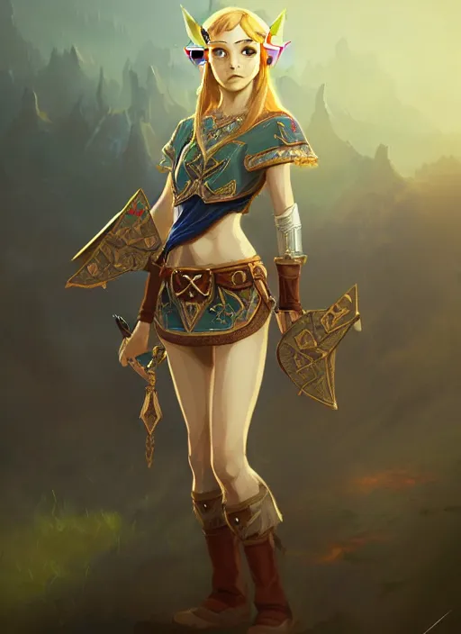 Image similar to zelda with triforce, fantasy, intricate, elegant, highly detailed, digital painting, artstation, concept art, wallpaper, smooth, sharp focus, illustration, art by wlop