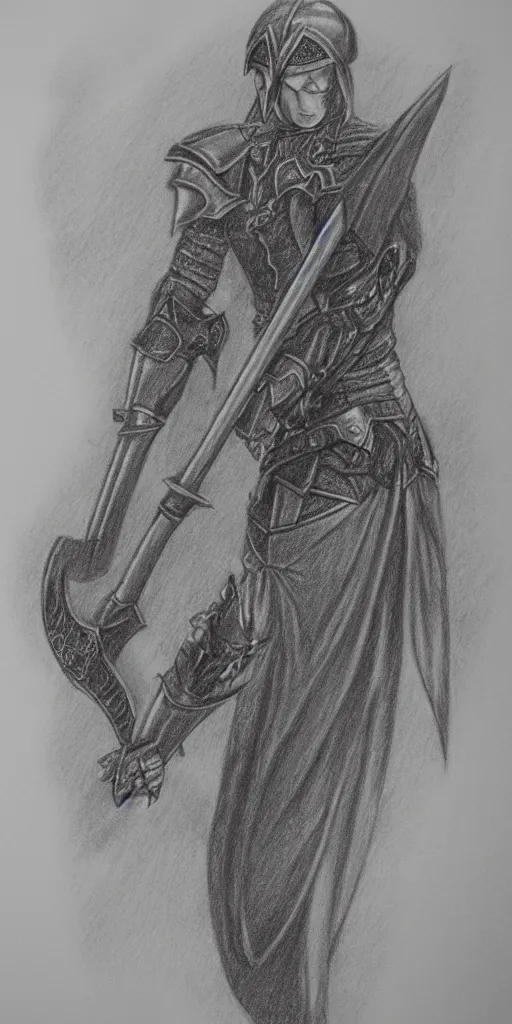 Image similar to pencil drawing of scottish claymore