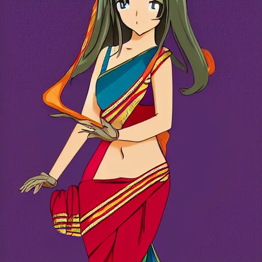 Image similar to anime girl wearing saree