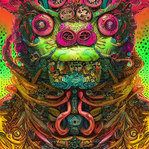 Image similar to creature sushi roots cactus elemental flush of force nature micro world fluo light deepdream a wild amazing steampunk baroque ancient alien creature, intricate detail, colorful digital painting that looks like it is from borderlands and by feng zhu and loish and laurie greasley, victo ngai, andreas rocha, john harris