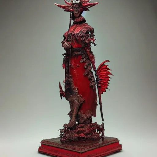 Prompt: museum angeline joile portrait statue monument made from porcelain brush face hand painted with iron red dragons full - length very very detailed by rutkowski symmetrical well proportioned full - body
