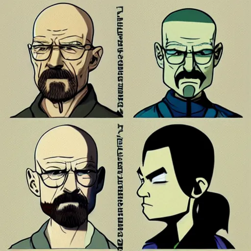 Image similar to walter white in the style of avatar the last airbender