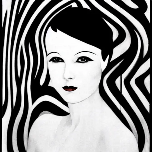 Image similar to continuous spiral single line contour op art, mary louise brooks