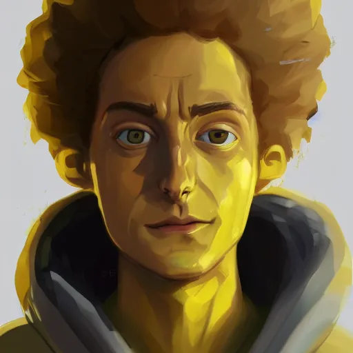 Prompt: morty as a human wearing yellow shirt, highly detailed portrait, digital painting, artstation, concept art, smooth, sharp foccus ilustration, artstation hq