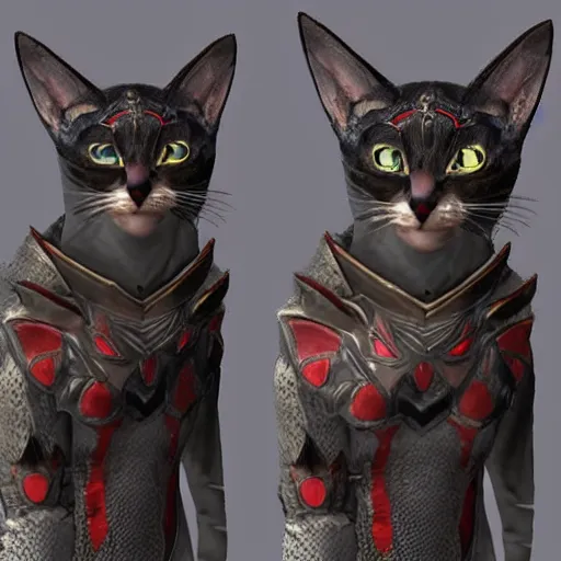 Prompt: cat in daedric armor