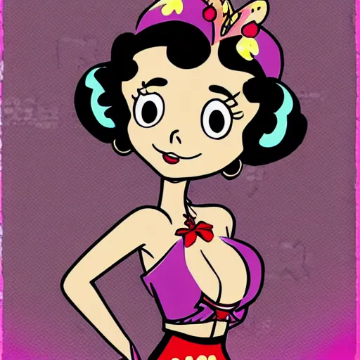 Prompt: Betty Boop in the style of a Raypunk comic book heroine