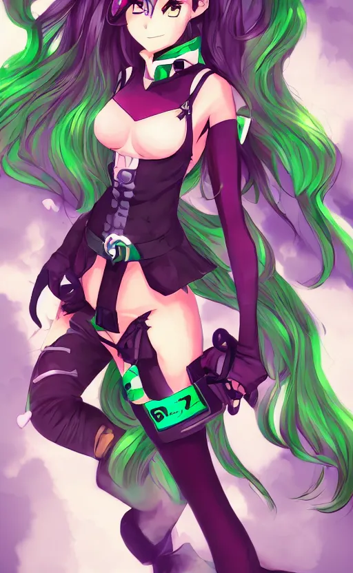 Image similar to an anime girl cosplaying as the riddler from Batman, anime character illustration, digital art, 4k