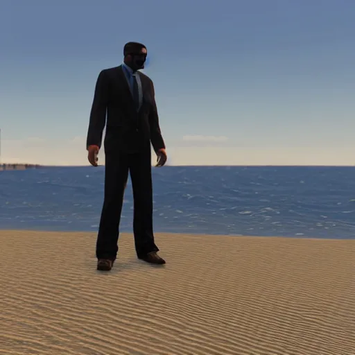 Image similar to kodak portra 8 0 0, an invisible man stands on the beach in gta v