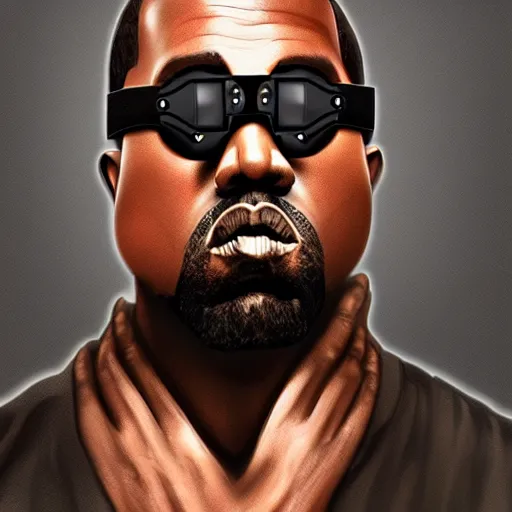 Image similar to : kanye west wearing vr goggles, shepard fairy style art, digital art, illustration, art station