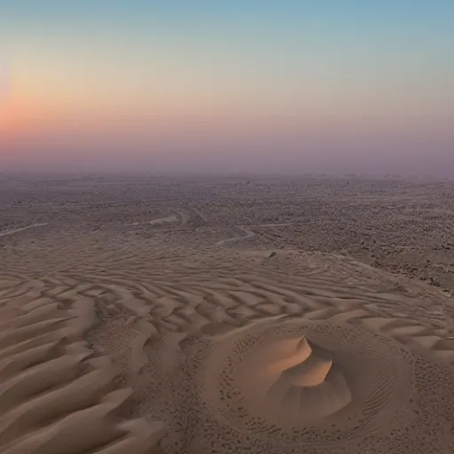 Prompt: Arabian Desert sunrise over Abu Dhabi