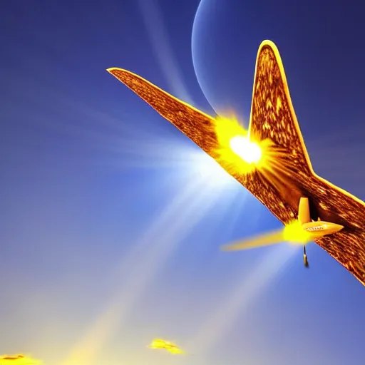 Prompt: Flying out of the sun The smell of toast is in the air When there's a job to be done The Flying Toasters will be there! Real Life Flying Toaster Screensaver, Majestic, Beautiful Lighting and Reflections