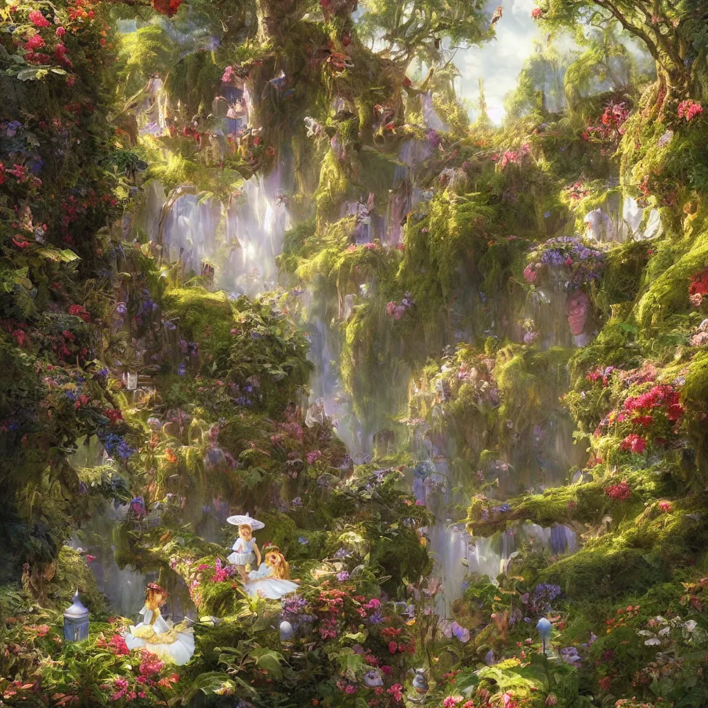 Image similar to matte painting of alice in the wonderland by vladimir volegov and alexander averin and peder mørk mønsted and adrian smith and raphael lacoste