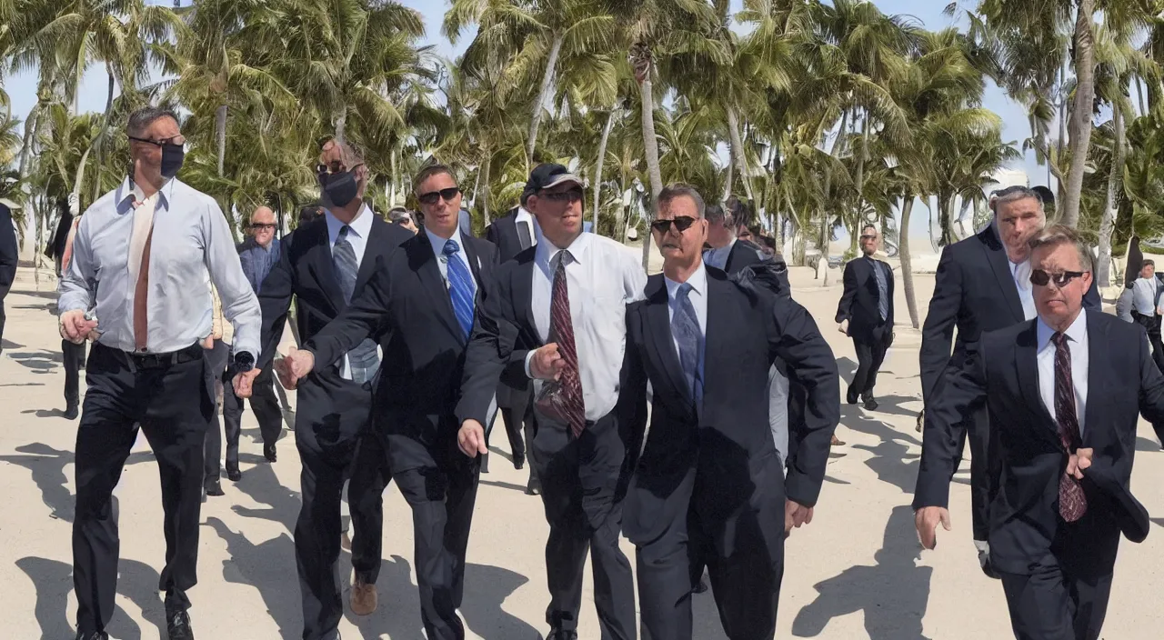 Image similar to photograph of friendly fbi agents touring mar - a - lago 8 k,