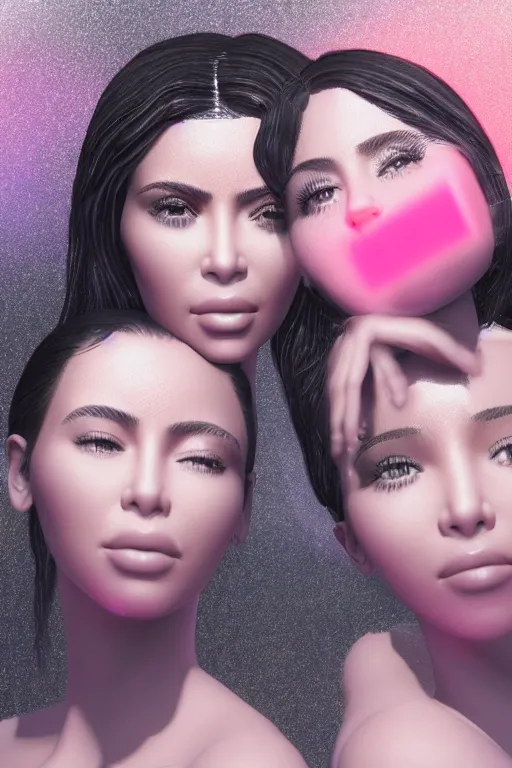 Image similar to 3d realistic dramatic infrared photo of kim kardashian and kylie jenner as schoolgirls falling in a dark subway station in Japan. Close-up portrait. There are pink palm trees and translucent glowing jellyfish flying around. Volumetric composition. Pastel colors in the style of Hiro Kiyohara, redshift, octane, trend artstation, cinematic, hyper realism, high detail, 8k