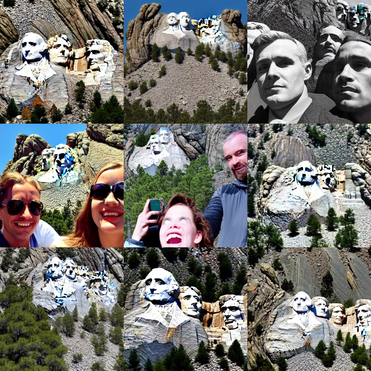 Prompt: Mount Rushmore taking a selfie