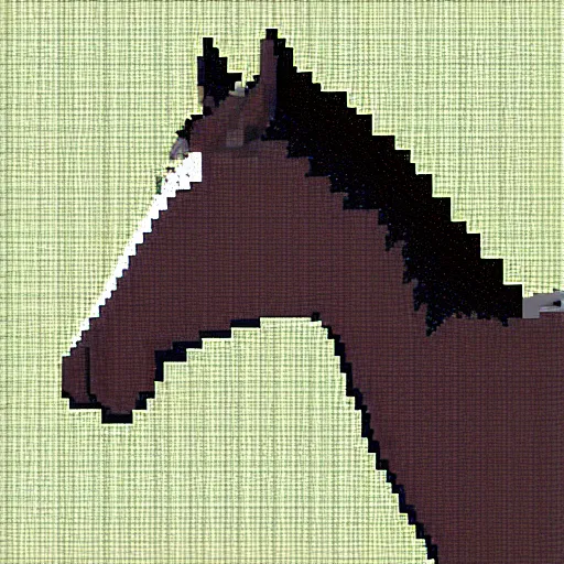 Prompt: funny portrait of a horse, pixel art