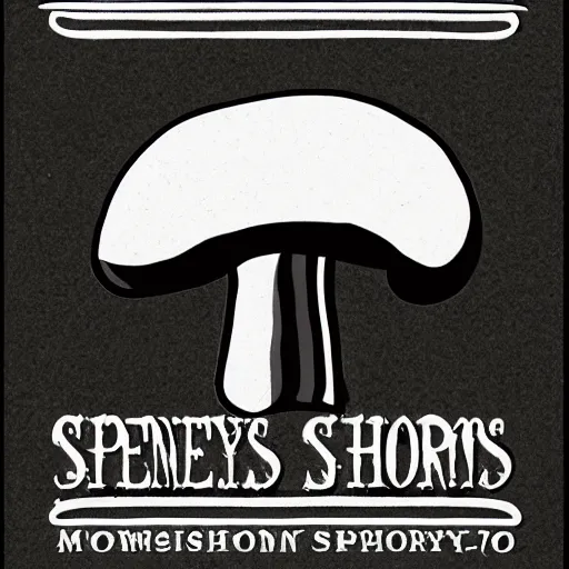 Prompt: Spencers Shroomery logo. Mushroom theme by ivan chermayeff