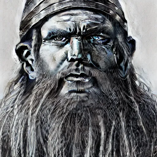 Image similar to highly detailed drawing of a portrait of a viking man, hyperrealistic, photorealistic, artstyle, highly detailed, sharp