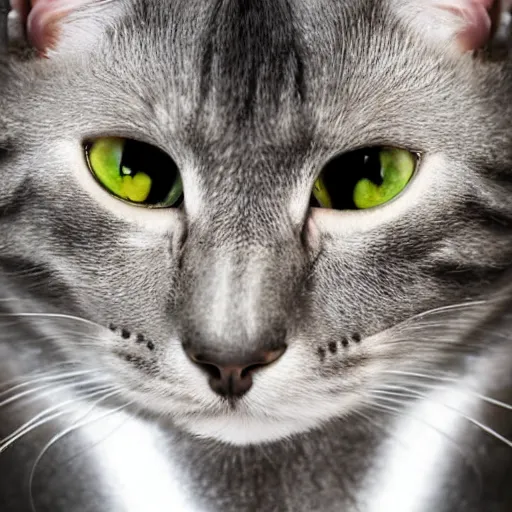 Image similar to a cat that is wearing a silver suit of armor, high quality photograph, studio lighting