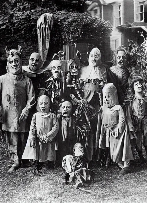 photograph from 1902 of Halloween trick or treaters | Stable Diffusion ...
