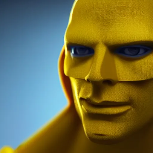 Prompt: still photo of a yellow superman, highly detailed, photorealistic portrait, bright studio setting, studio lighting, crisp quality and light reflections, unreal engine 5 quality render