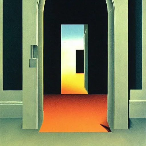 Prompt: doorway into madness by magritte