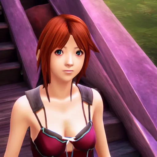 Prompt: Kairi from Kingdom Hearts,CG,cutscene,graphics,high quality