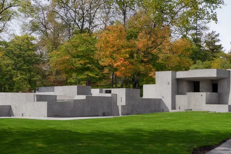 Image similar to beautiful landscaping, brutalist architecture, olmsted, masterpiece