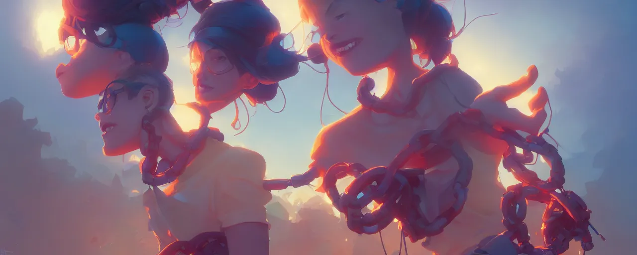 Prompt: problem chain illustrated behance hd by jesper ejsing, by rhads, makoto shinkai and lois van baarle, ilya kuvshinov, rossdraws global illumination.