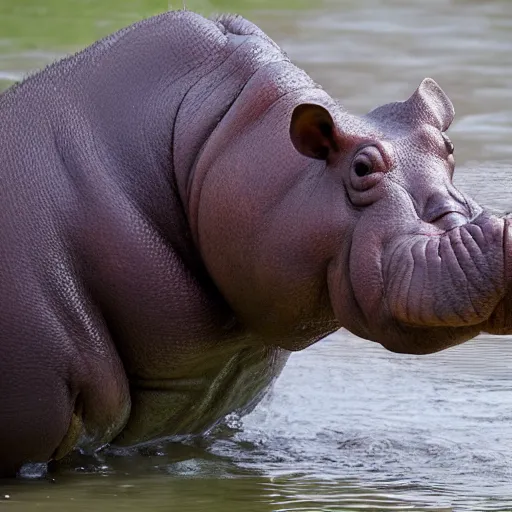 Prompt: angry hippopotamus