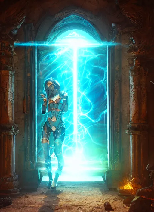 Image similar to An epic fantasy comic book style painting of a laser Shipibo textile doorway to eternity, unreal 5, DAZ, hyperrealistic, octane render, cosplay, RPG portrait, dynamic lighting