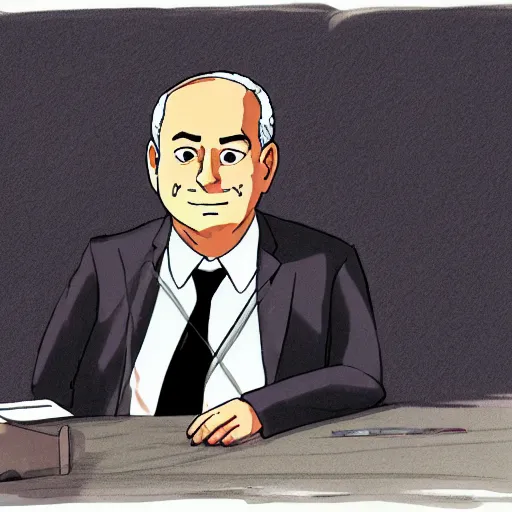 Prompt: benjamin netanyahu by studio ghibli