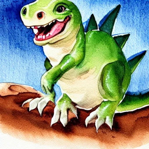 Image similar to cute watercolour of a baby dinosaur