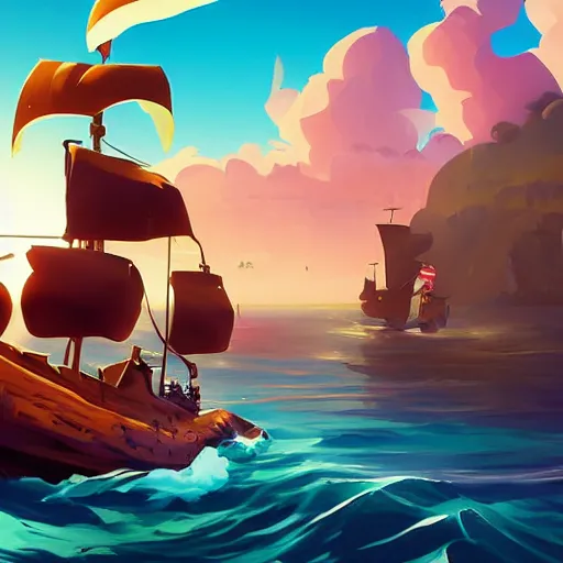 Image similar to painting treasure on sea of thieves game smooth median photoshop filter cutout vector, behance hd by jesper ejsing, by rhads, makoto shinkai and lois van baarle, ilya kuvshinov, rossdraws global illumination