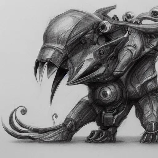 Prompt: Animal mech, pencil sketch, concept art