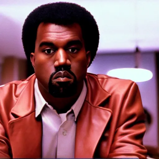 Prompt: Kanye West as Jules Winnfield in 'Pulp Fiction' (1994), movie still frame