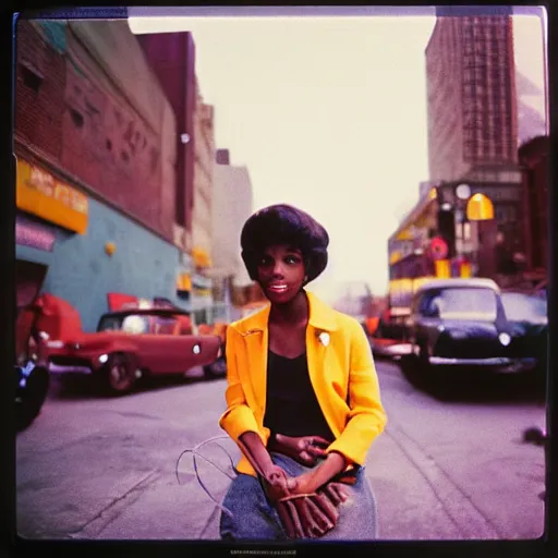 Prompt: analog medium format bokeh portrait in harlem, 1 9 6 0 s, colourful, photographed on expired film, detailed photograph