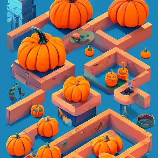 Prompt: isometric various pumpkins, video game prop design, 2 d game fanart behance hd by jesper ejsing, by rhads, makoto shinkai and lois van baarle, ilya kuvshinov, rossdraws global illumination