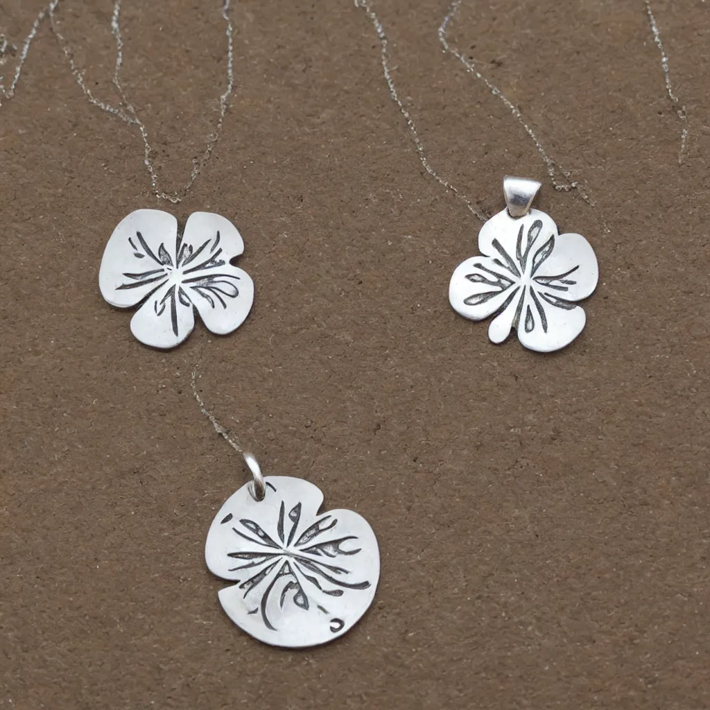 Image similar to Amulet Of Clover inlaid in silver, realistic, clean,