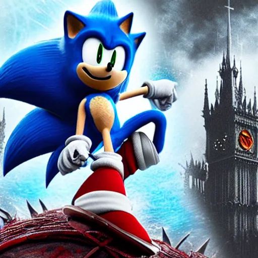 Image similar to sonic the hedgehog in bloodborne