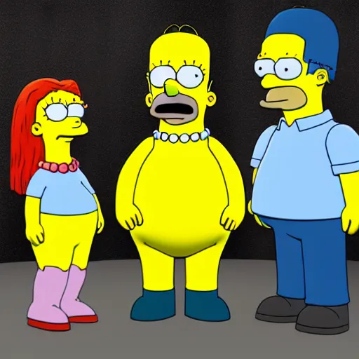 Image similar to christina hendricks as the simpsons characters, 3 d render, blender,